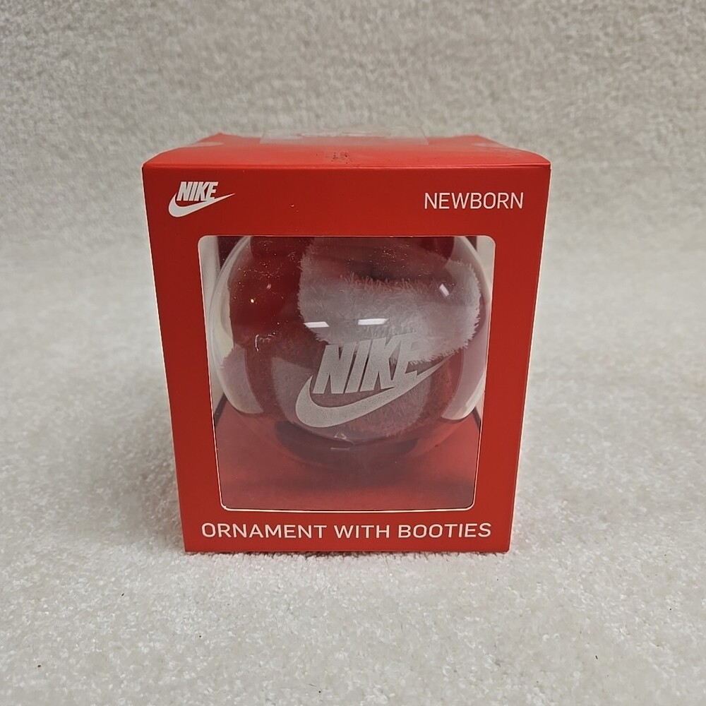 Nike Baby Booties & Ornament in GIFT BOX, Size 0-6 Months, Red / White S11 MP